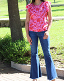 Blusa de lactancia, Andy rosa flores rojas