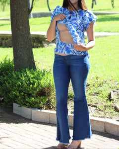 Blusa de lactancia Ruth, azul tallos