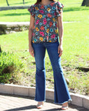 Blusa de lactancia, Ruth negra flores colores M