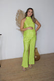 Conjunto de maternidad Martha, verde limón corrugado