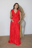 Vestido Xiomara de maternidad y lactancia rojo corrugado