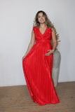 Vestido Xiomara de maternidad y lactancia rojo corrugado