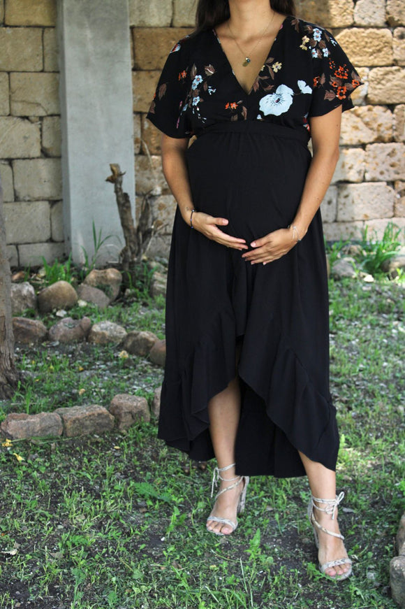 Vestido maternidad, Love/Carlota pajaritos negro