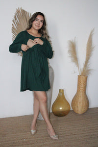 Vestido maternidad y lactancia Romina verde caliente CH a XXG