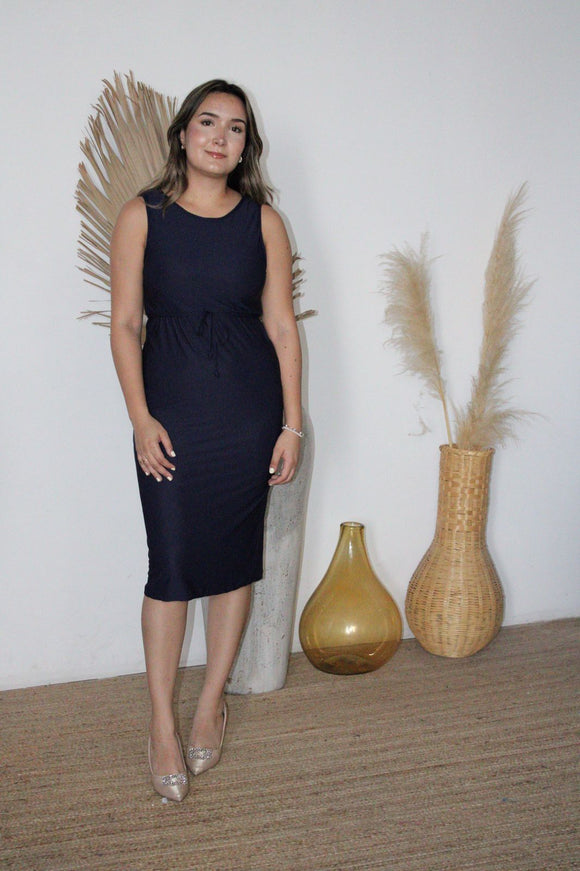 Vestido de lactancia, azul marino licra M