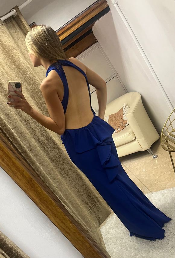 Vestido maternidad Eugenia largo azul imperial