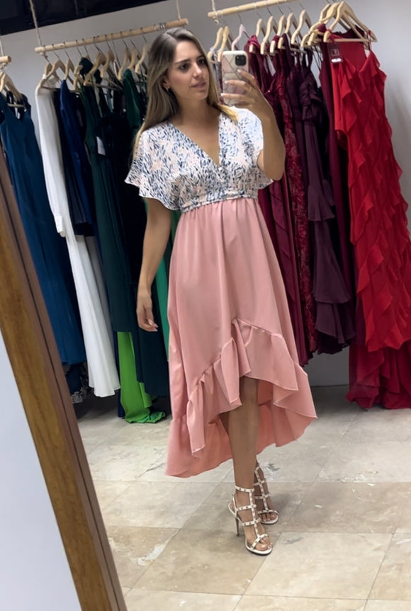 Vestido Love Carlota amina con salmón