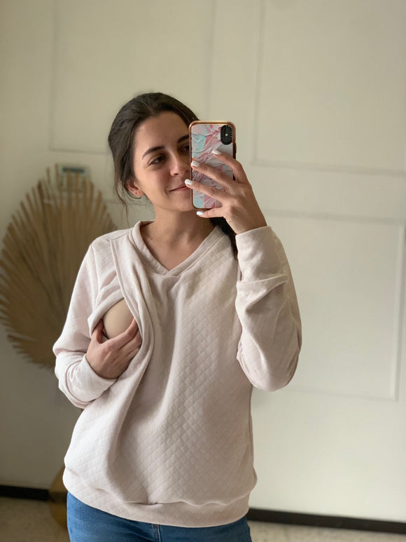 Sudadera de lactancia, rombos daniela beige CH a XG