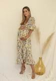 Vestido de maternidad, Ursula gris flores amarillas CH, M y G
