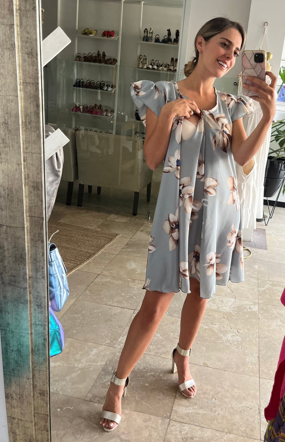 Vestido de maternidad y lactancia, Bertha gris flores