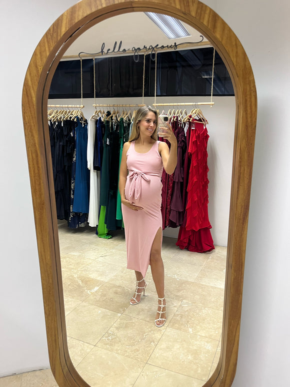 Vestido de maternidad, Olivia rosa con moño