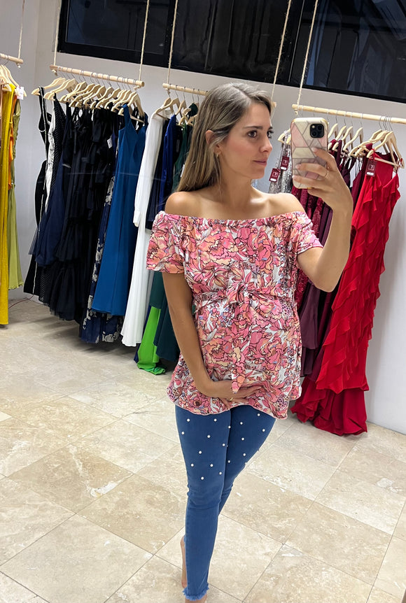 Blusa de maternidad, Emma flores rayón M