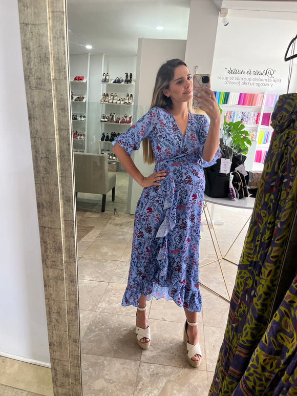 Vestido de maternidad, Ursula azul flores