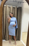Vestido de maternidad Carola, azul neopreno corto