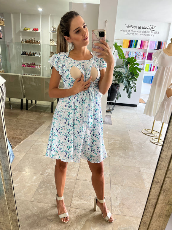 Vestido de maternidad y lactancia Romina Amalia green
