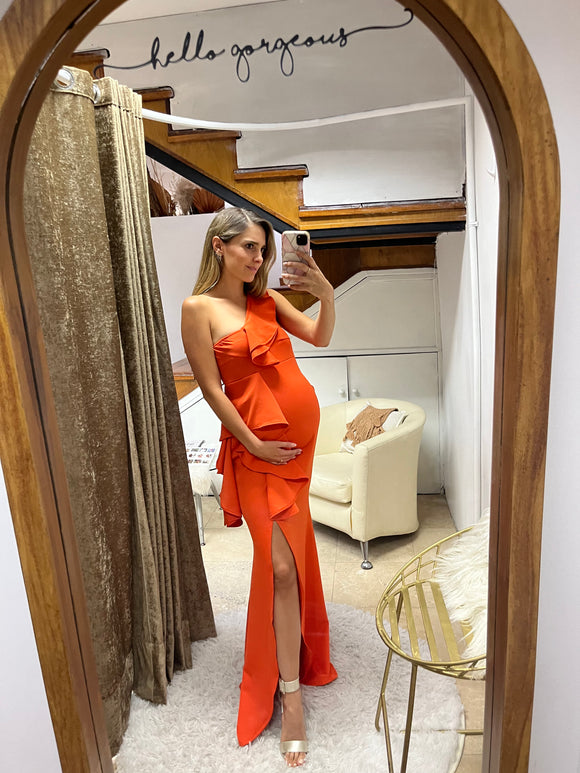 Vestido de maternidad, Britany naranja sin mangas
