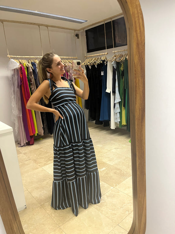 Vestido de maternidad Dalia rayas azules