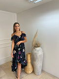 Vestido de maternidad Carlota negro flores blancas