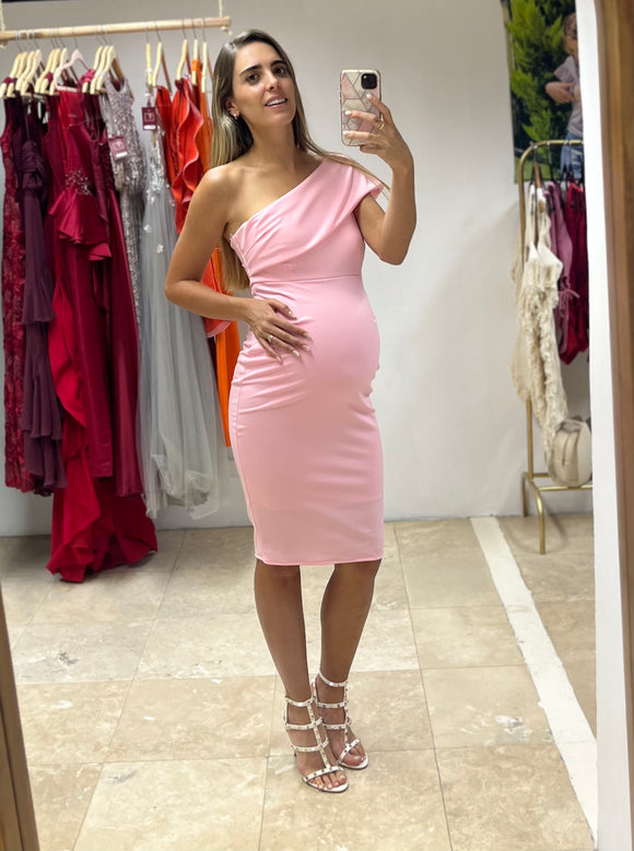 Vestido de maternidad María José rosa recto