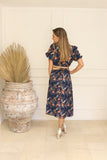Vestido Tamara, azul flores rayón