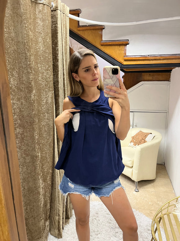 Blusa de lactancia , Gisela azul marina