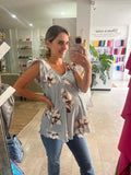 Blusa de lactancia/maternidad, Bertha gris flores