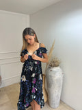 Vestido de maternidad Carlota negro flores blancas