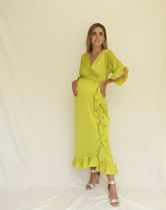 Vestido de maternidad Ursula verde limon