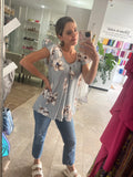 Blusa de lactancia/maternidad, Bertha gris flores