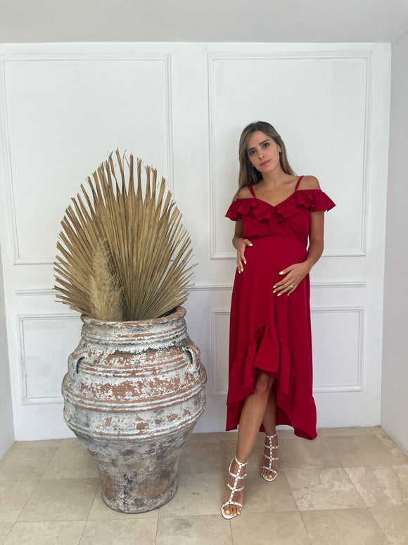 Vestido de maternidad Carlota rojo