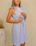 Vestido de maternidad y lactancia Ilse, azul rayitas