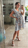 Vestido de maternidad y lactancia, Bertha gris flores