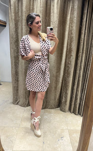 Vestido lactancia Fabiana rosa dots negras