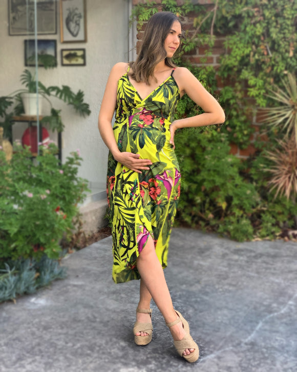 Vestido de maternidad Michelle verde flores vivas