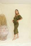 Vestido de maternidad Arantza verde olivo largo