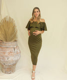 Vestido de maternidad Arantza verde olivo largo