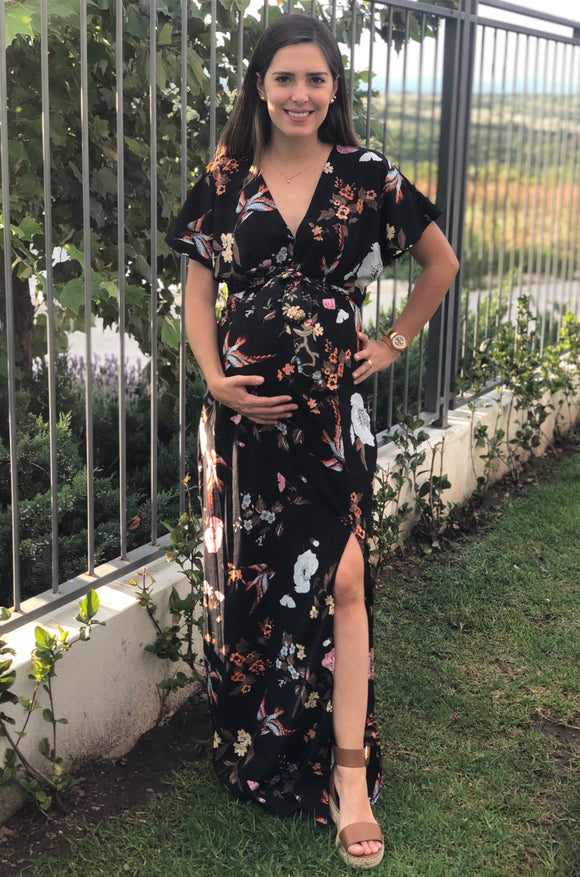Vestido maternidad, Love negro pajaritos CH, M y G
