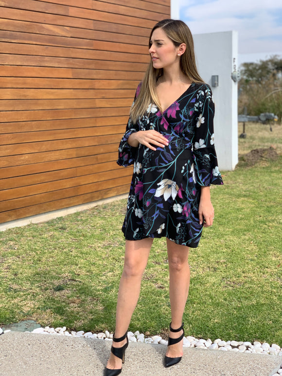Vestido de Maternidad, Natalia Negro Floreado