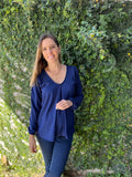 Blusa de lactancia/maternidad, Bertha azul