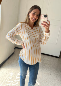 Blusa de maternidad, rayas amarilla LM