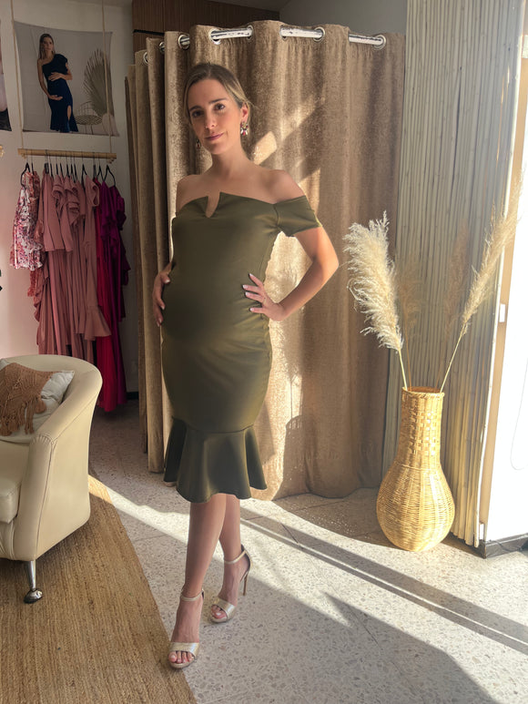 Vestido de maternidad, Itzel verde olivo