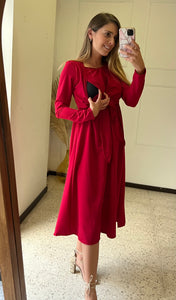 Vestido maternidad y  lactancia Romina Rojo largo