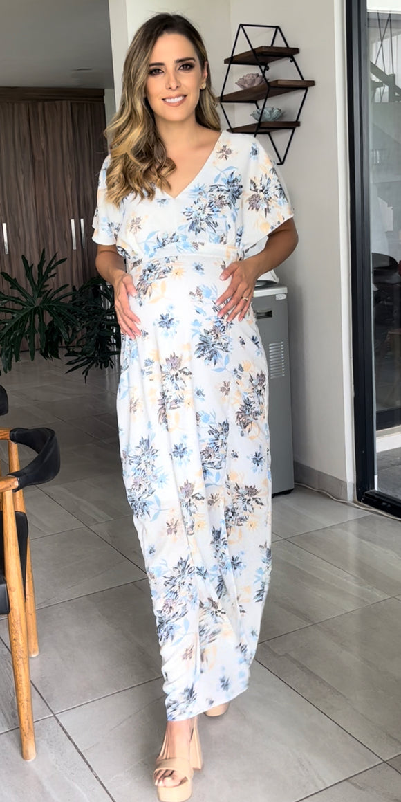 Vestido de maternidad, Love florecitas amarilla con azul CH a XG