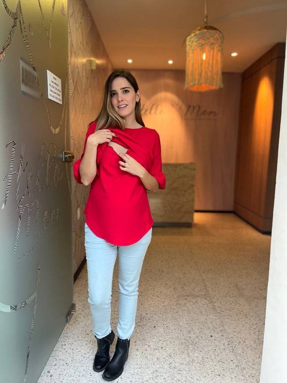 Blusa de lactancia Deborah roja