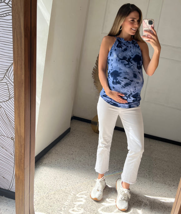 Blusa halter azul tie dye