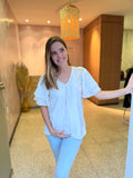 Blusa de lactancia/maternidad, blanca Bertha