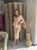 Vestido de maternidad, Olivia durazno con moño y mangas CH