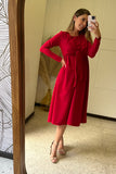 Vestido maternidad y  lactancia Romina Rojo largo