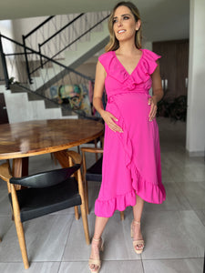 Vestido de maternidad María Luisa, rosa barbie