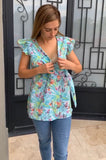 Blusa de maternidad, Brescia Azul flores aqua